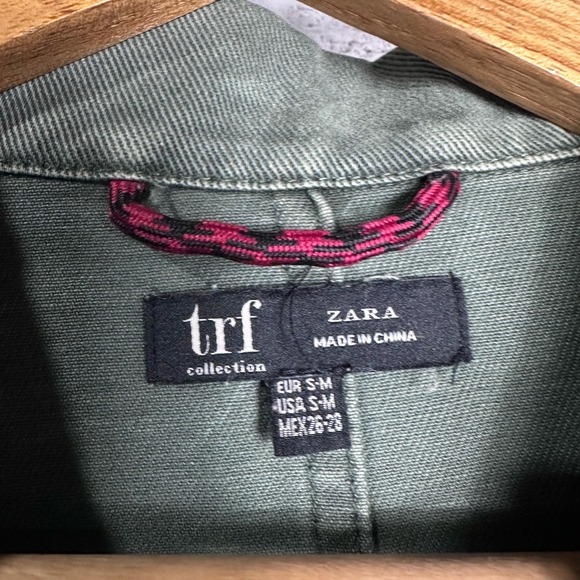 ZARA Collection Green Utility Jacket Four Pocket Cotton Women's Small military - Picture 2 of 9